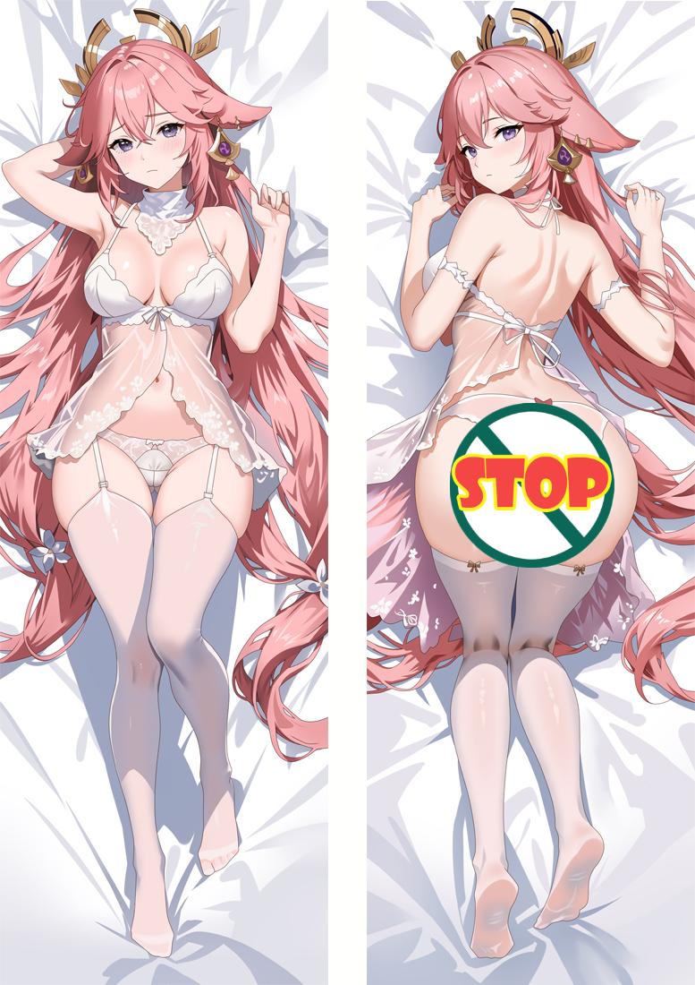 Genshin Impact Naked Yae Miko Anime Dakimakura Body Pillow Cover image 0