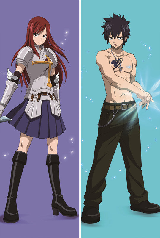 Fairy tail Erza Scarlet + Gray Fullbuster Anime Dakimakura Anime Dakimakura Body Pillow Case image 0