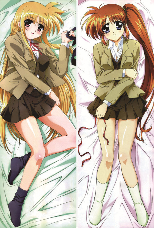 Magical Girl Lyrical Nanoha Fate Testarossa + Nanoha Takamachi Anime Dakimakura Pillow Cover image 0