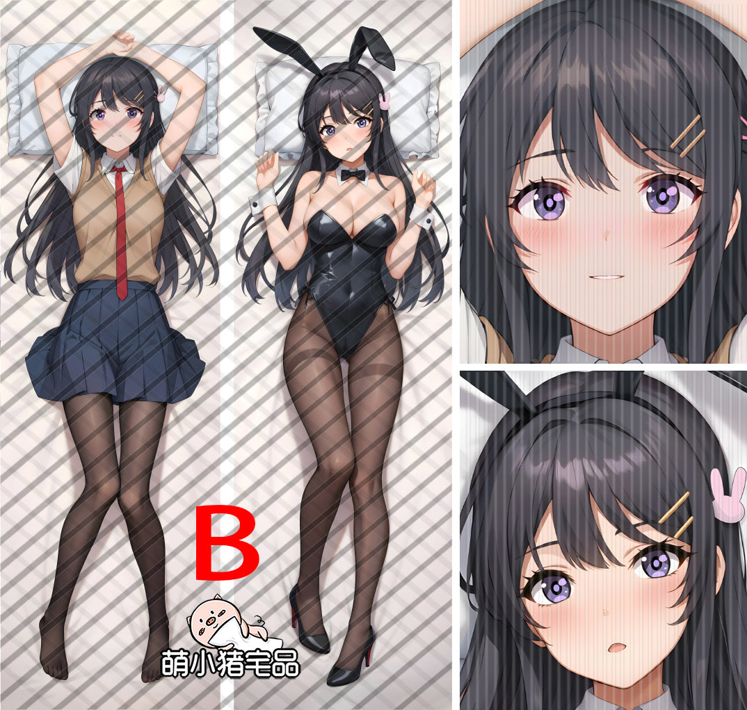 Rascal Does Not Dream of Bunny Girl Senpai Sakurajima Mai Anime Dakimakura Girl Pillow Cover image 0