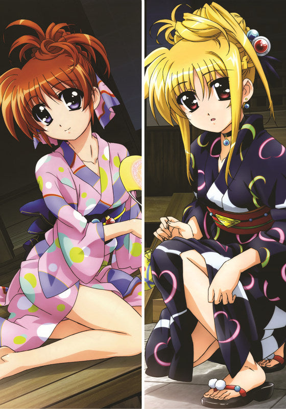 Magical Girl Lyrical Nanoha Fate Testarossa + Nanoha Takamachi Anime Dakimakura Pillow Cover image 0