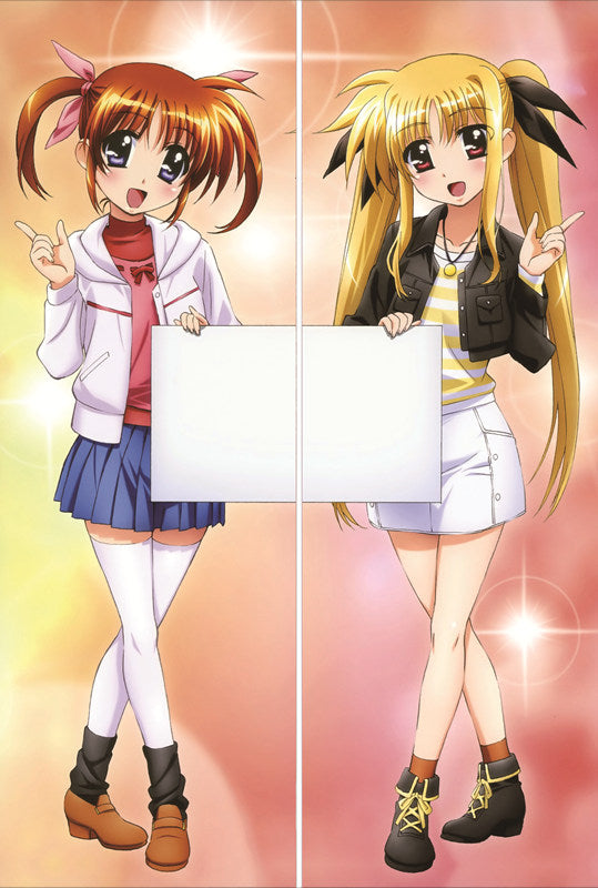 Magical Girl Lyrical Nanoha Fate Testarossa + Nanoha Takamachi Anime Dakimakura Pillow Cover image 0