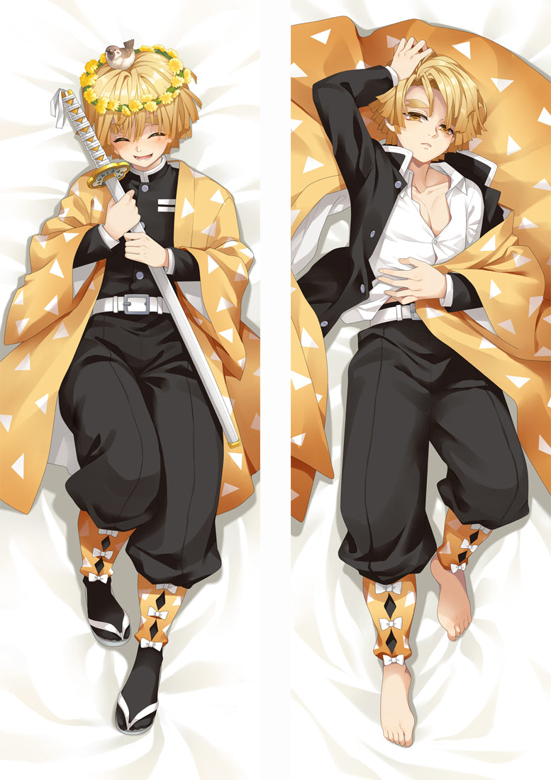 Demon Slayer: Kimetsu no Yaiba Agatsuma Zenitsu Anime Dakimakura Pillow Cover image 0