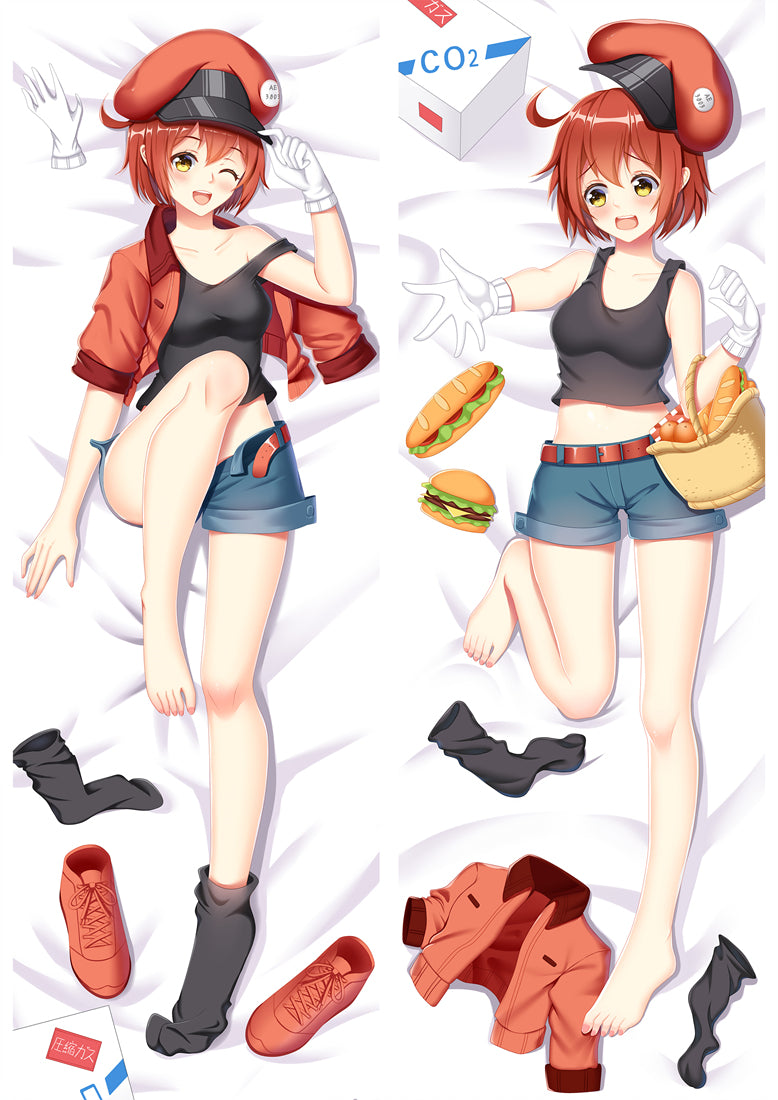 Cells at Work! Erythrocyte Red Blood Cell AE3803 Anime Dakimakura Pillow Cover image 0