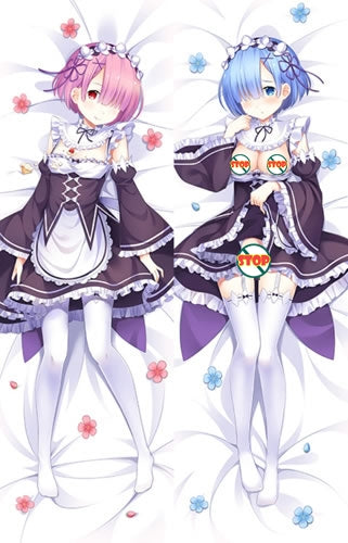 Re:Zero Rem Ram Anime Dakimakura Pillow Cover image 0