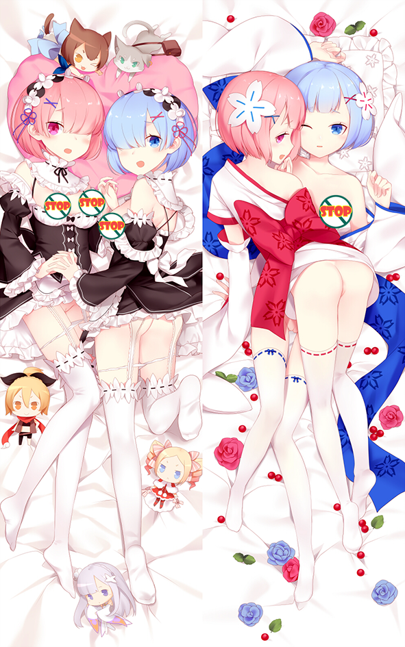 Re:Zero -Starting Life in Another World Ram &amp; Rem Anime Dakimakura Japanese Hugging Body Pillow Cover image 0