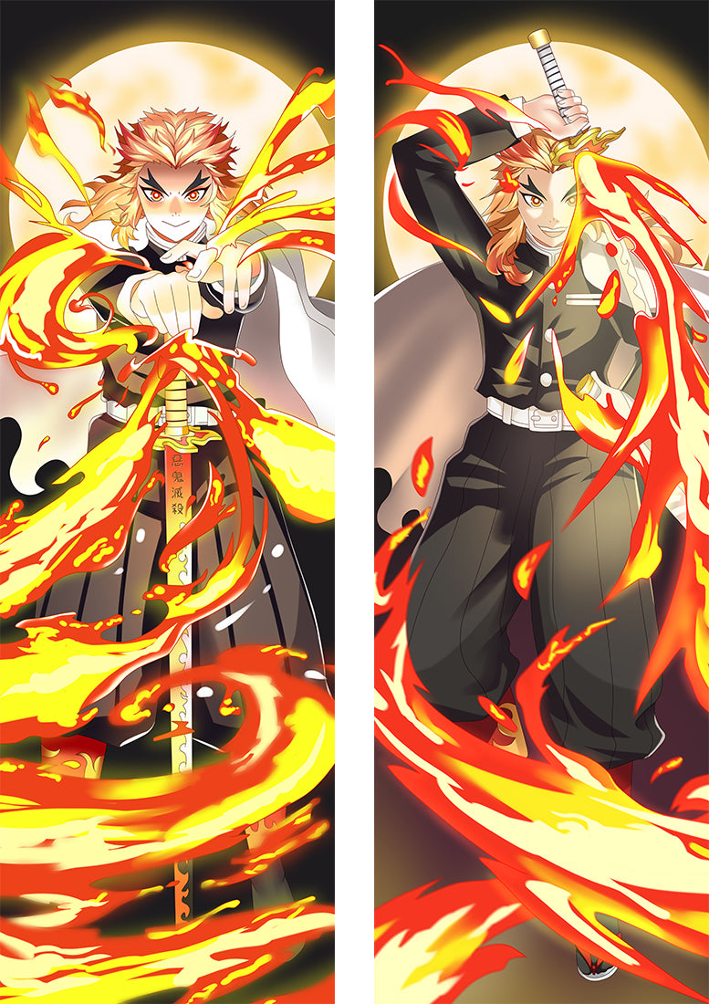 Demon Slayer: Kimetsu no Yaiba Rengoku Kyoujurou Anime Dakimakura Pillow Cover image 0