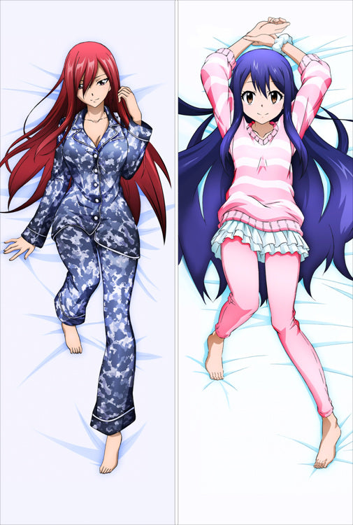 Fairy Tail Erza Scarlet + Wendy Marvell Anime Dakimakura Pillow Cover image 0