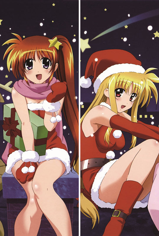 Magical Girl Lyrical Nanoha Fate Testarossa + Nanoha Takamachi Anime Dakimakura Pillow Cover image 0