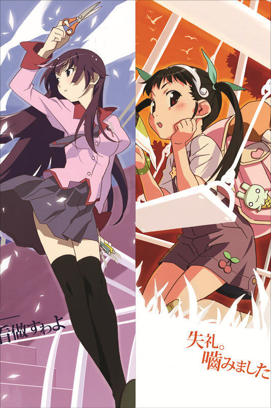 Bakemonogatari Hitagi Senjougahara + Mayoi Hachikuji Anime Dakimakura Body Pillow Cover image 0