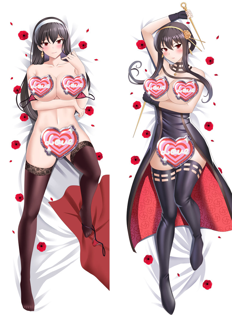 Spy x Family Nude Thorn Princess Yor Forger with Double Sides Zipper to make love Anime Dakimakura Pillow Case image 0