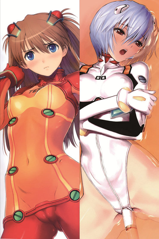 Neon Genesis Evangelion Rei Ayanami + Asuka Langley Soryu Anime Dakimakura Waifu Pillow Case image 0