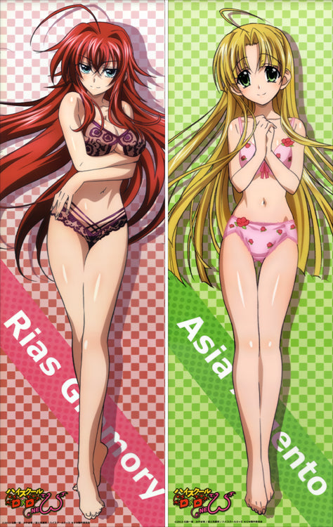 High School DxD Rias Gremory + Asia Argento Anime Dakimakura Body Pillow Cover image 0