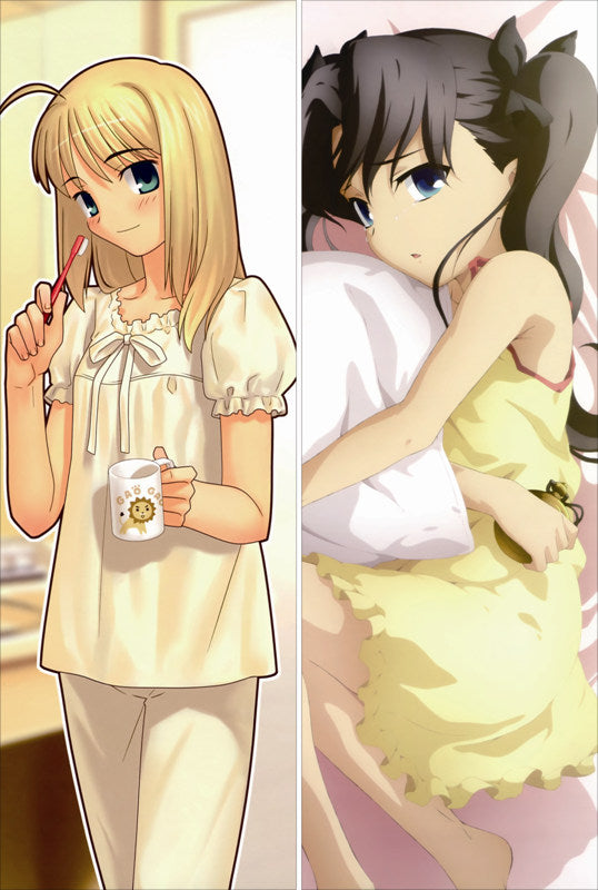 Fate stay night Saber + Rin Tohsaka Anime Dakimakura Pillow Cover image 0