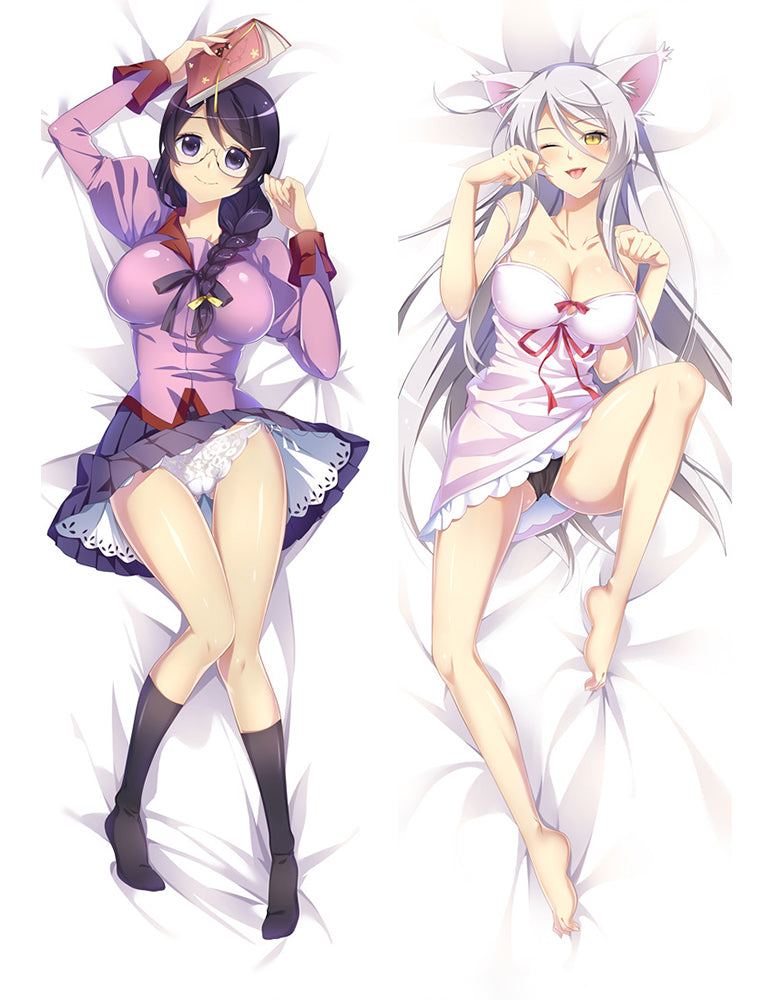 Monogatari Series Tsubasa Hanekawa Anime Dakimakura Pillow Cover image 0