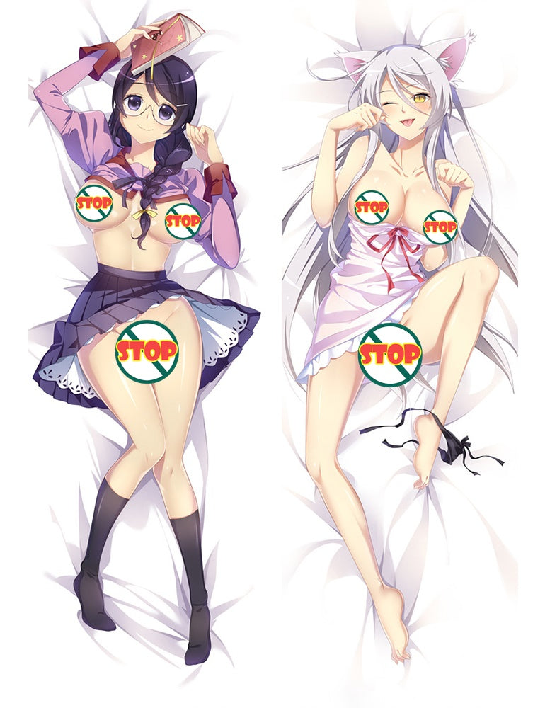 Monogatari Series Tsubasa Hanekawa Anime Dakimakura Pillow Cover image 0