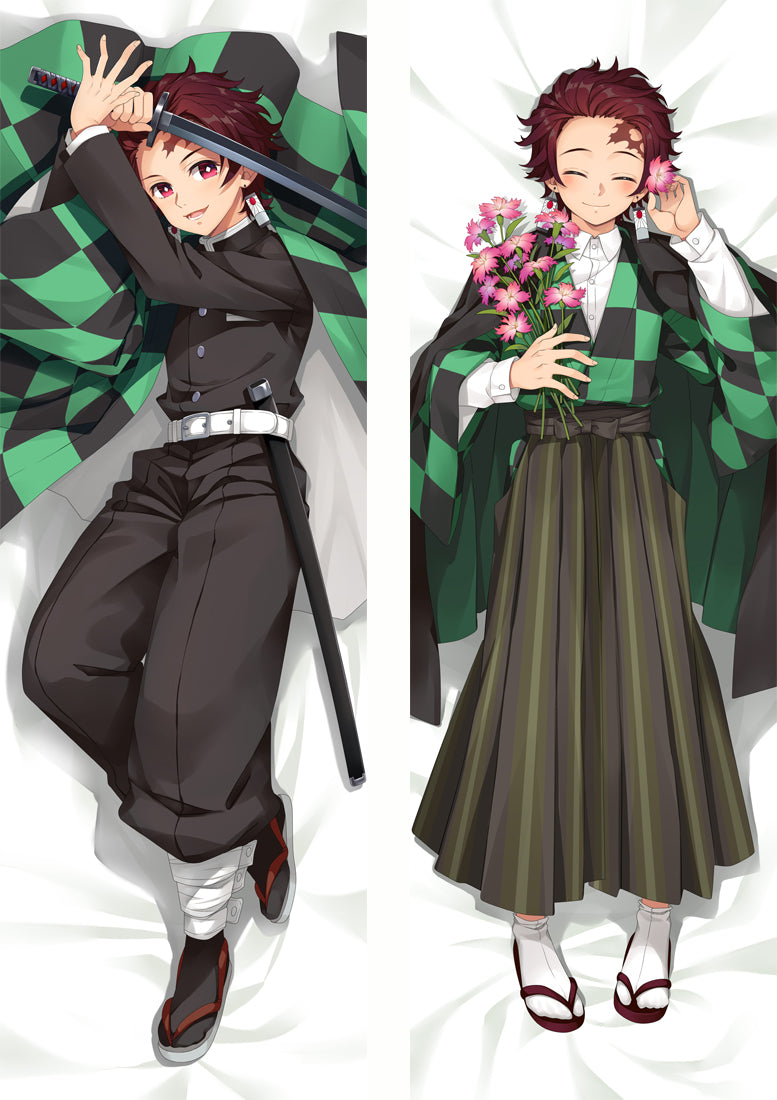 Demon Slayer: Kimetsu no Yaiba Tanjirou Anime Dakimakura Pillow Cover image 0