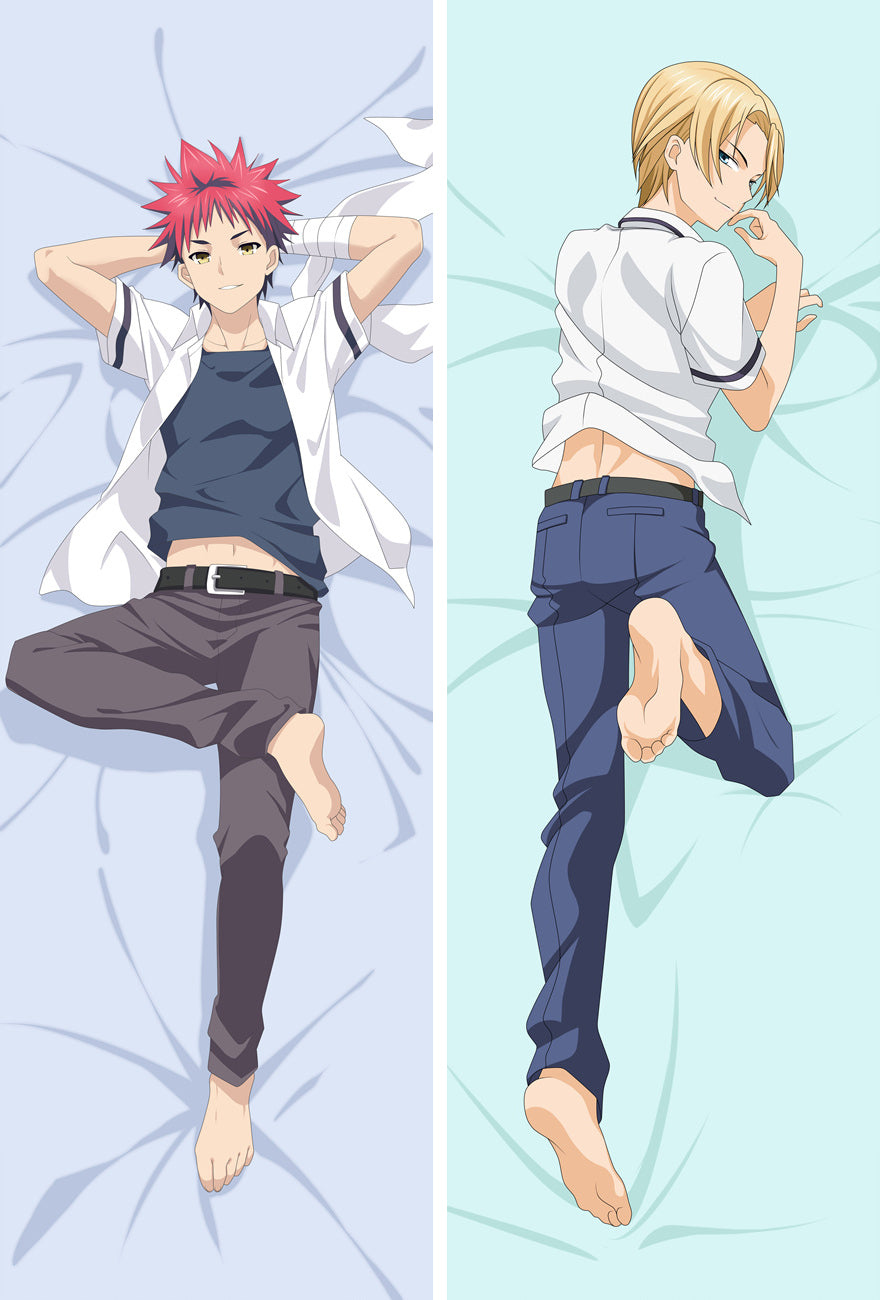 Japanese Anime Food Wars Shokugeki no Soma Yukihira Souma Takumi Aldini BL Embrace Hugging Body Pillow Cover image 0