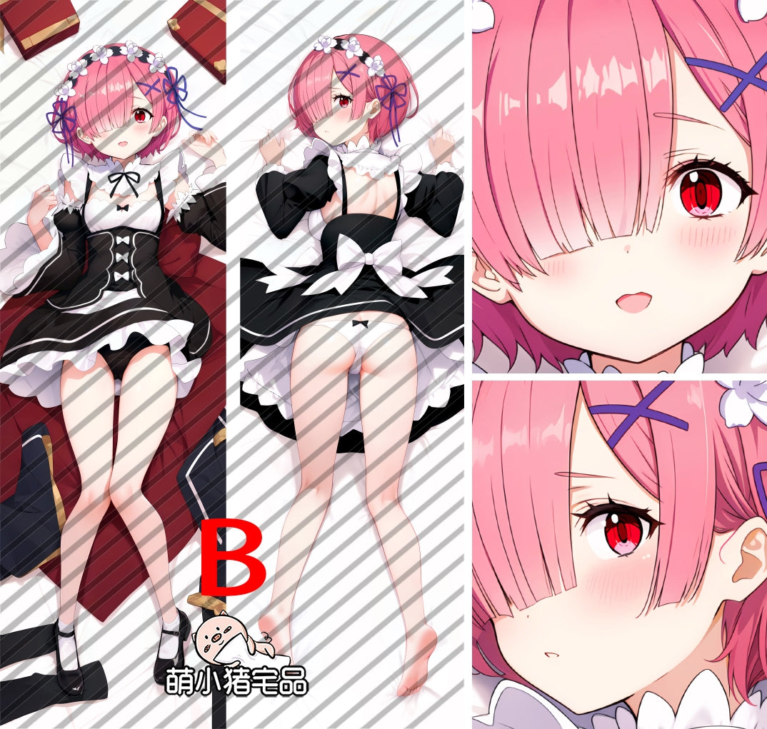 Re:Zero Ram Anime Dakimakura Housemaid Pillow Cover image 0