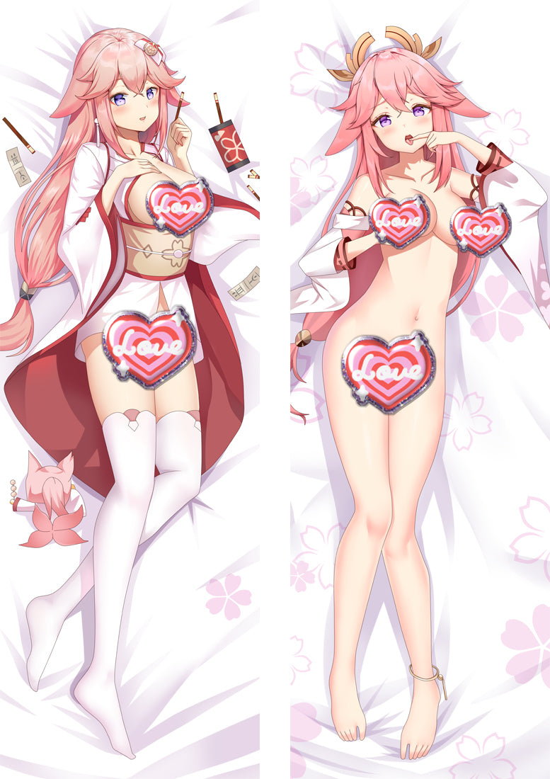 Genshin Impact Yae Miko Nude with Double Sides Zipper to make love Anime Dakimakura Pillow Case image 0