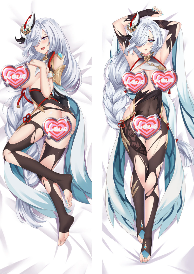 Genshin Impact Shenhe Nsfw with Double Sides Zipper to make love Anime Dakimakura Pillow Case image 0