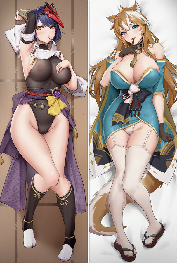 Genshin Impact Kujou Sara and Gorou Anime Dakimakura Pillow Cover image 0