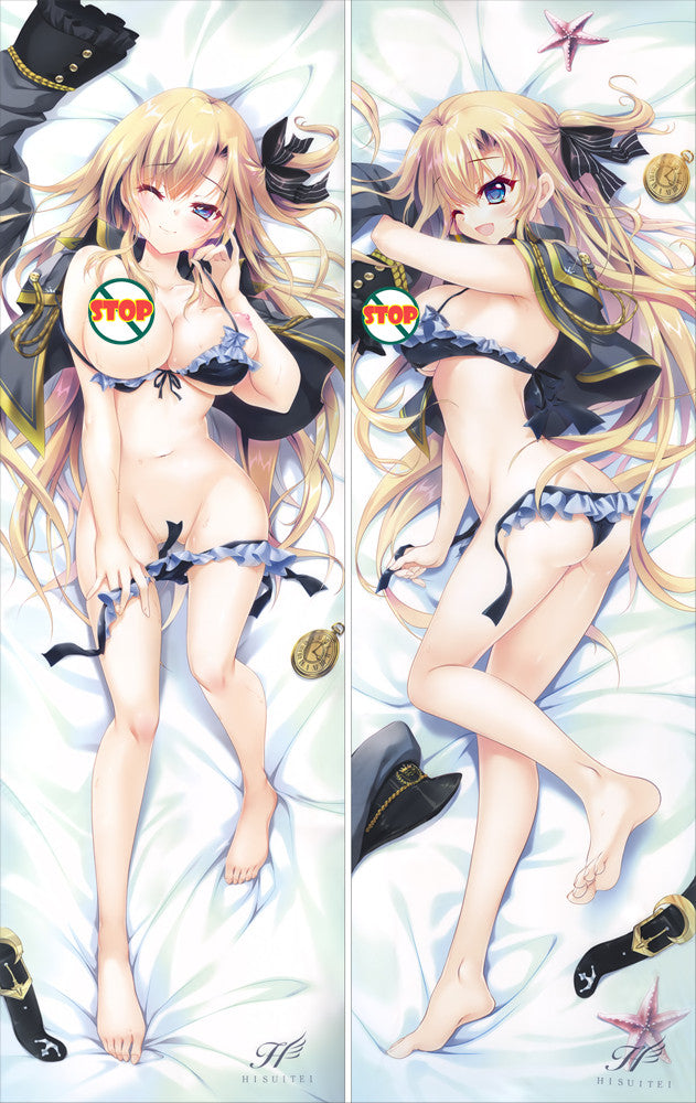 Original Black Haired Socks Anime Girl Dakimakura Body Pillow Cover image 0