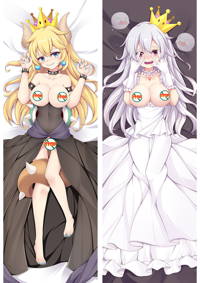 Super Mario Bowsette Princess Bowser Anime Dakimakura Pillow Cover image 0