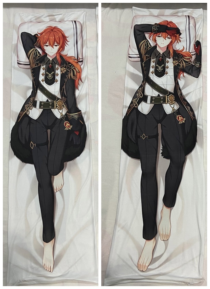 Genshin Impact Diluc Ragnvindr Anime Dakimakura Body Pillow Cover image 0