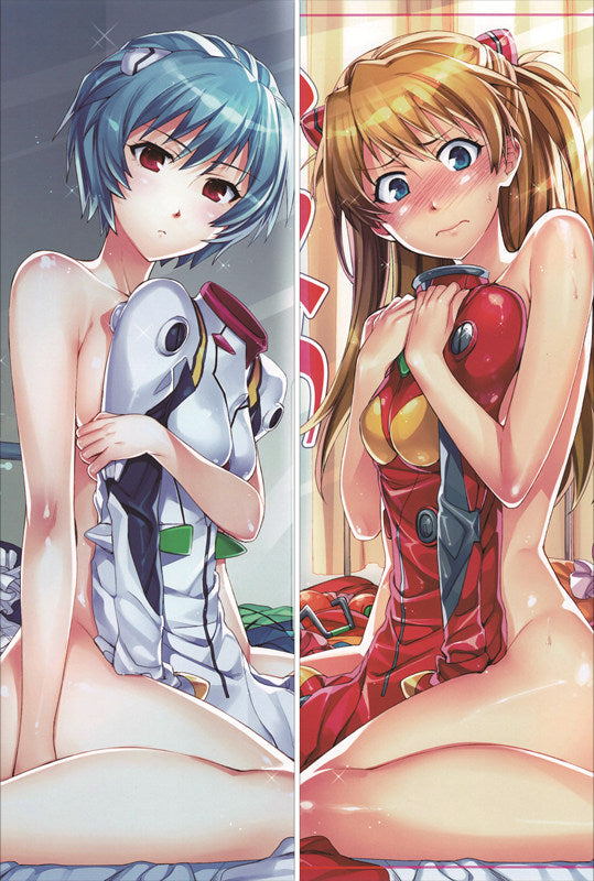 Neon Genesis Evangelion Rei Ayanami + Asuka Langley Soryu Anime Dakimakura Waifu Pillow Case image 0