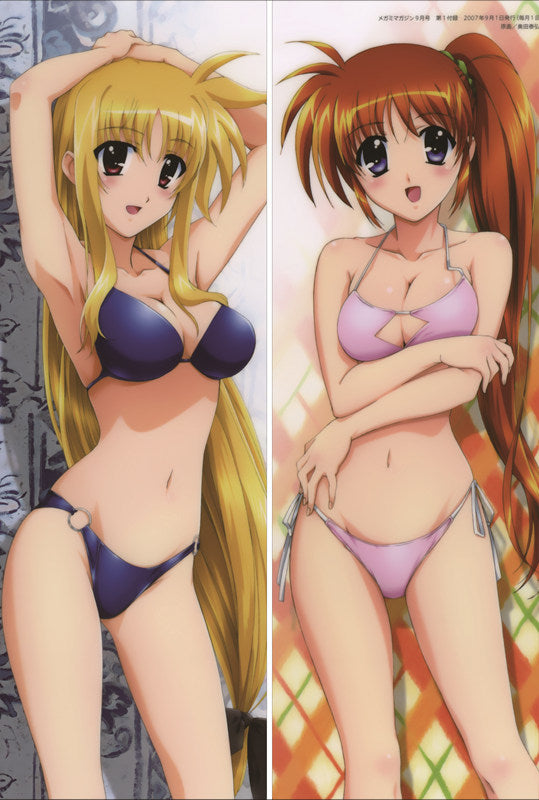 Magical Girl Lyrical Nanoha Fate Testarossa + Nanoha Takamachi Anime Dakimakura Pillow Cover image 0