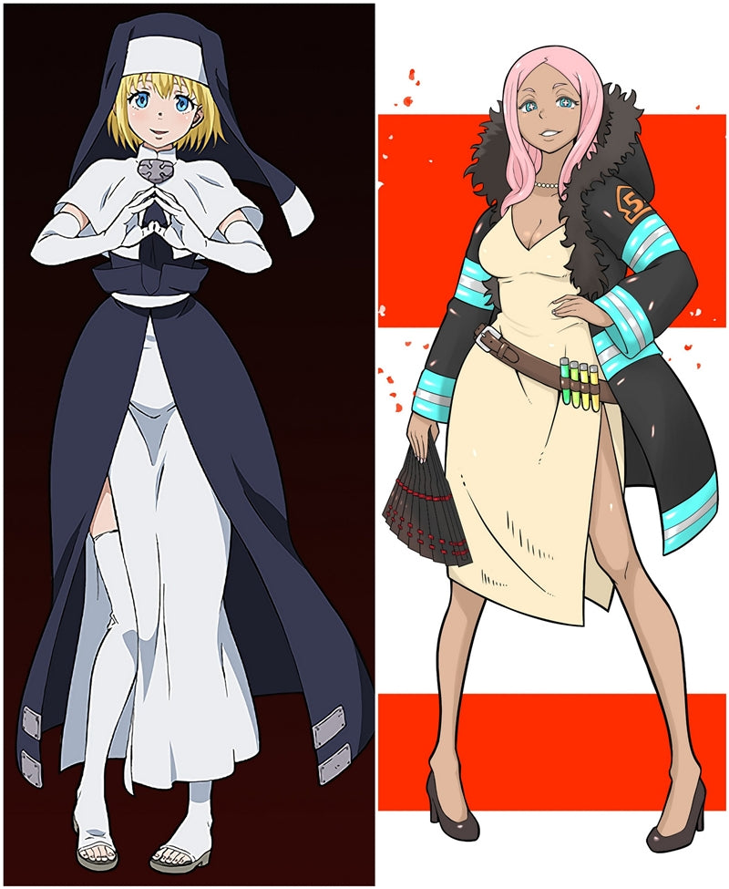 Fire Force Iris&amp;Hibana Anime Dakimakura Pillow Cover image 0