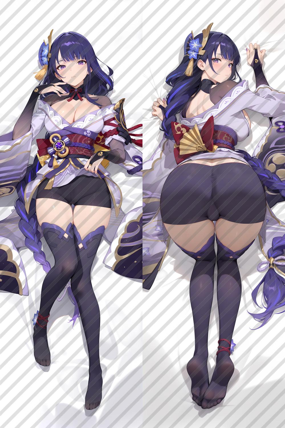 Genshin Impact Raiden Shogun Anime Dakimakura Girl Body Pillow Cover image 0
