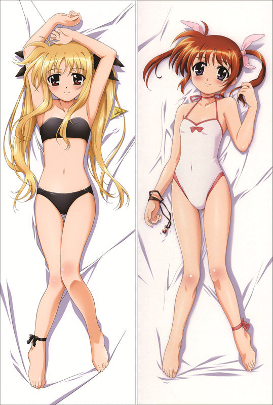 Magical Girl Lyrical Nanoha Fate Testarossa + Nanoha Takamachi Anime Dakimakura Pillow Cover image 0
