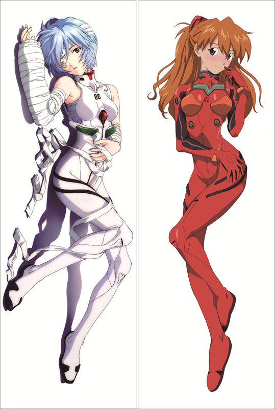 Neon Genesis Evangelion Rei Ayanami + Asuka Langley Soryu Anime Dakimakura Waifu Pillow Case image 0