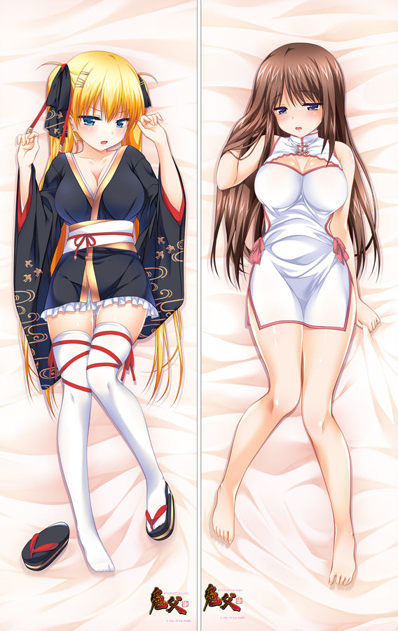 Oni Chichi ~Manamusume Kyousei Hatsujou~Akitsuki Airi&amp;Akitsuki Marina Anime Dakimakura Pillow Cover image 0
